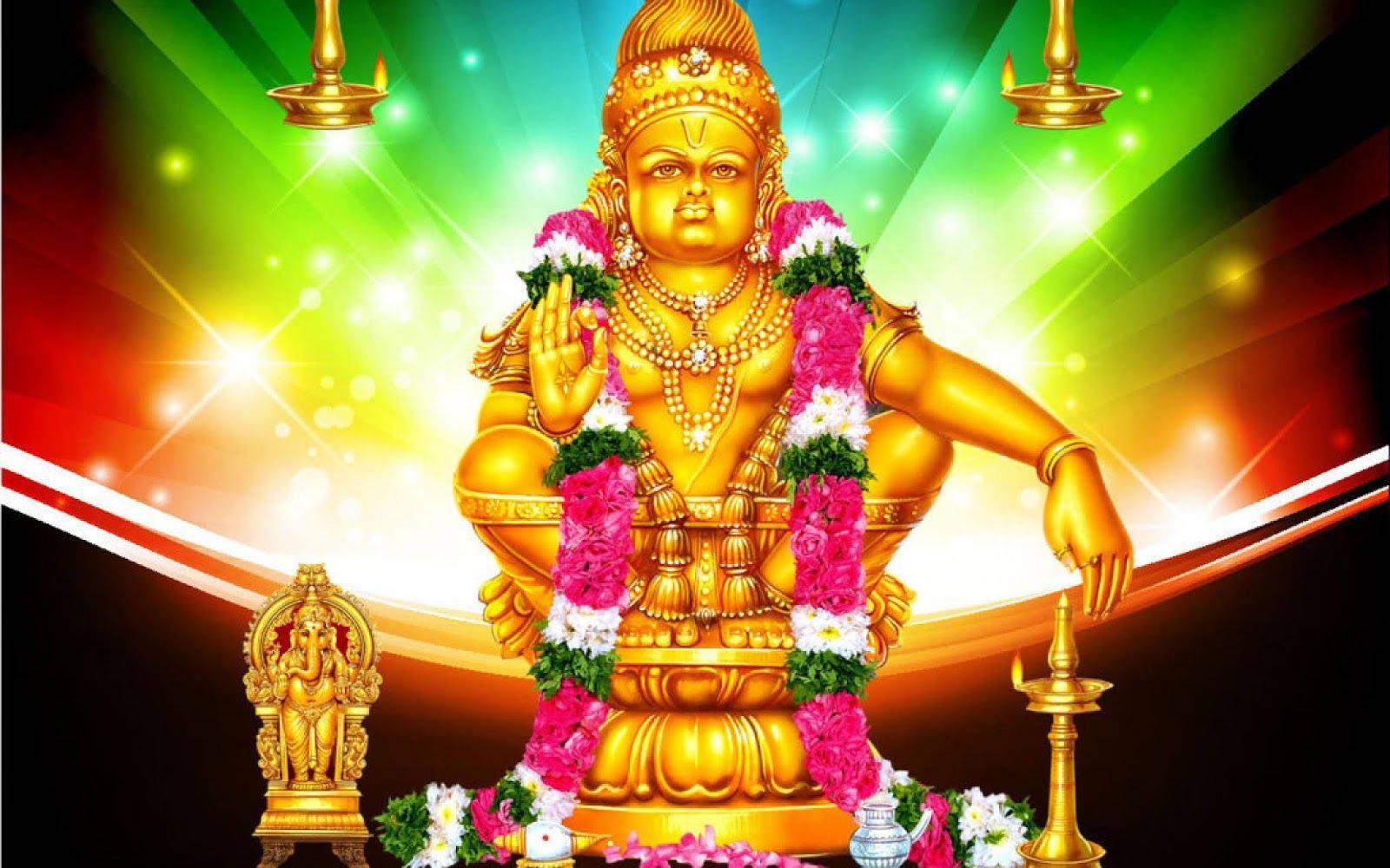 Lord Ayyappa On Rainbow Bakcground — 1600x1000 wallpaper