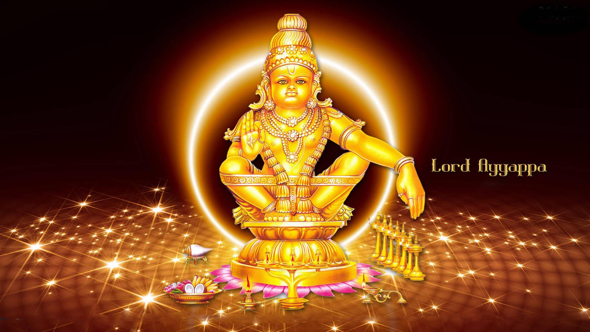 Lord Ayyappa On Sparkly Floor — 1920x1080 wallpaper