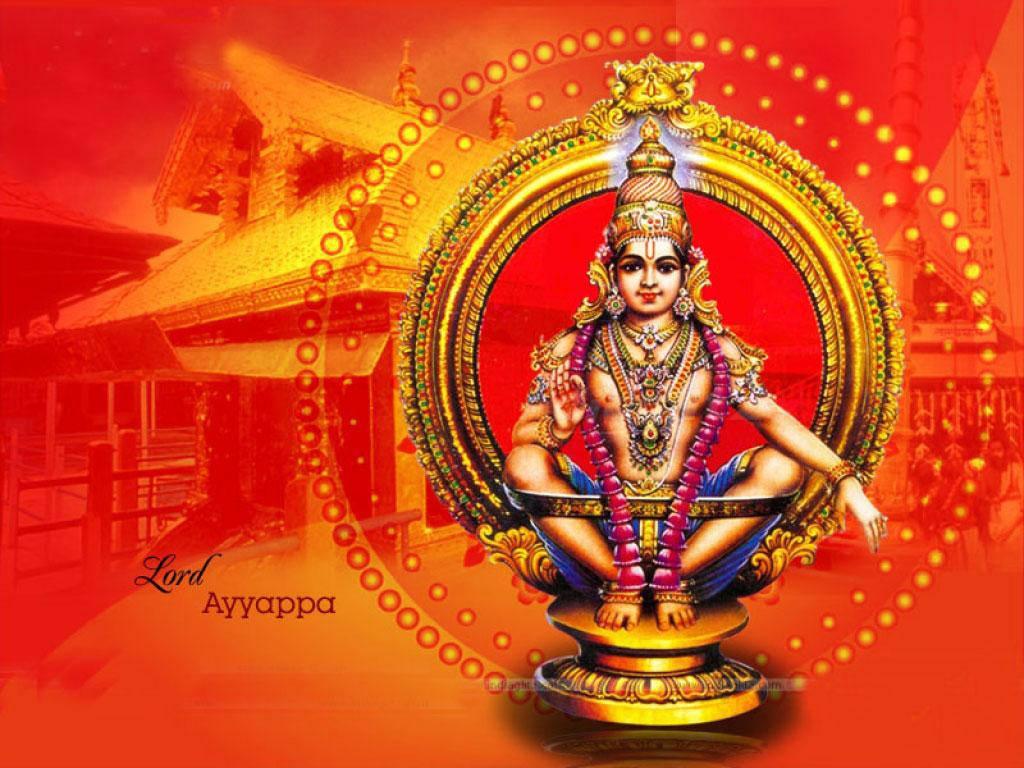 Lord Ayyappa On Temple Tinted With Orange — 1024x768 wallpaper