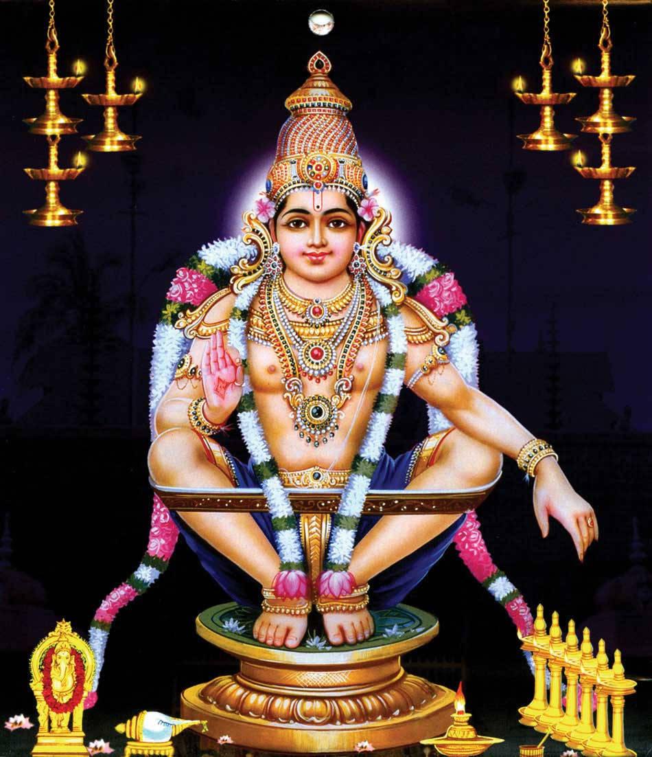 Lord Ayyappa With Candles On Black Background — 950x1102 wallpaper