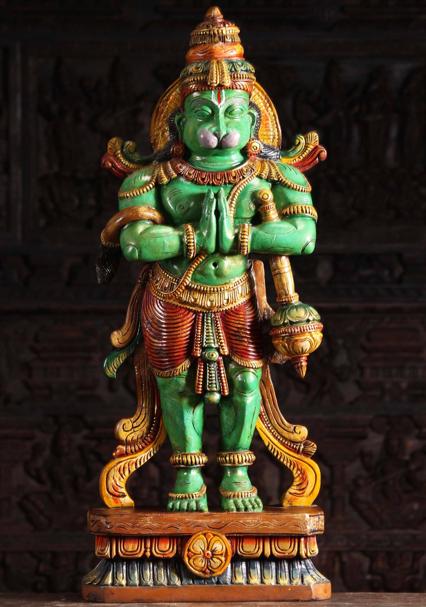 Lord Hanuman 3D Green Sculpture — 1757x2500 wallpaper