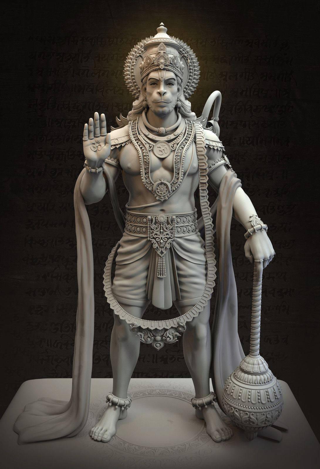 Lord Hanuman 3D Stone Sculpture — 1091x1600 wallpaper