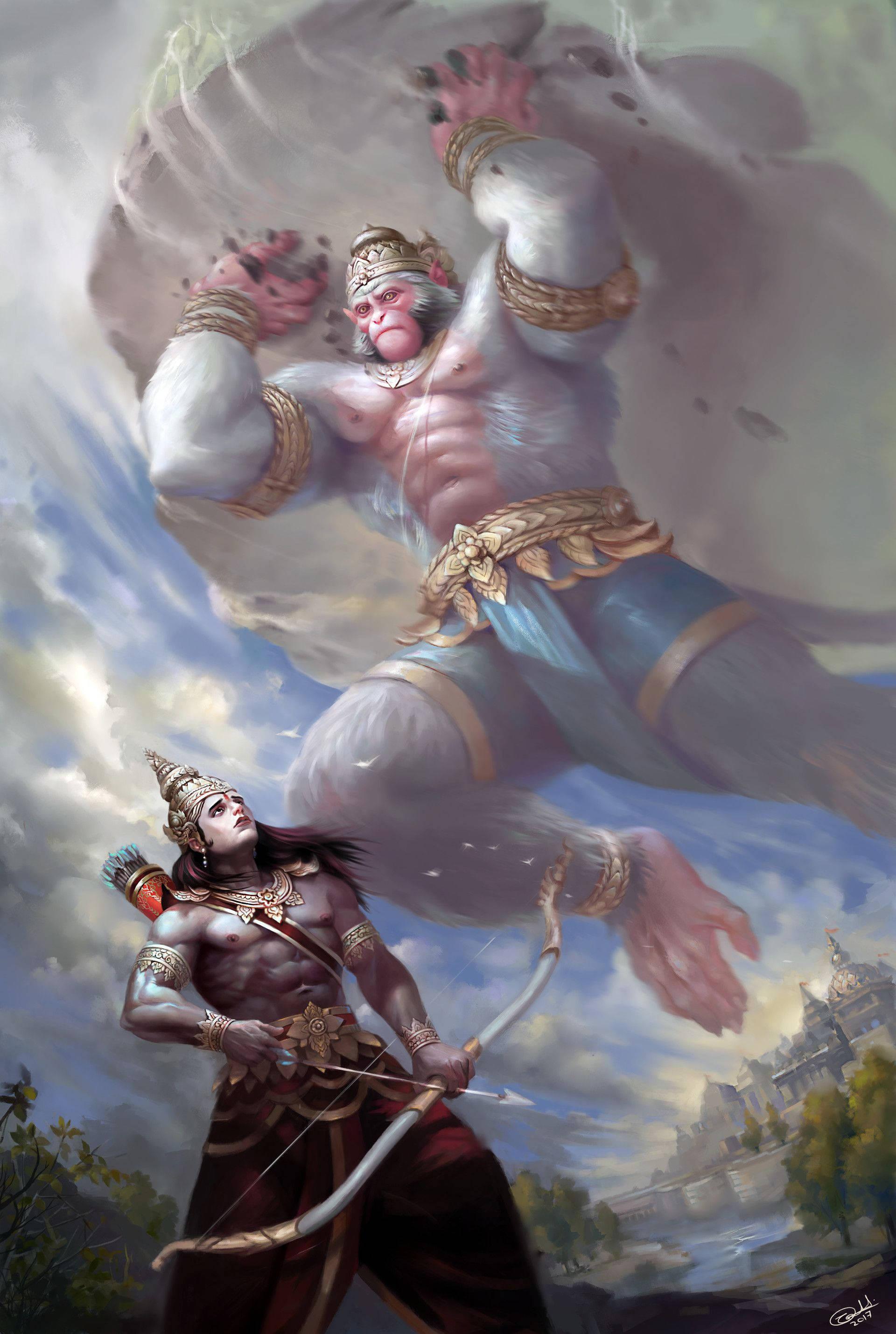 Lord Hanuman Saving Lakshman 3D — 1920x2859 wallpaper