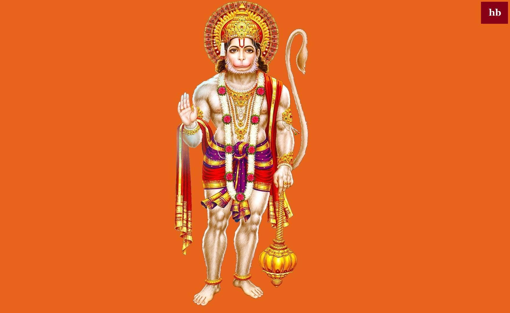 Herre hanuman staende i kongelige klader hd