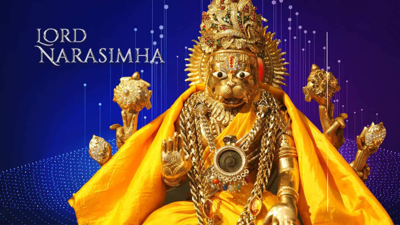 Lord Narasimha Digital Art — 1366x768 wallpaper