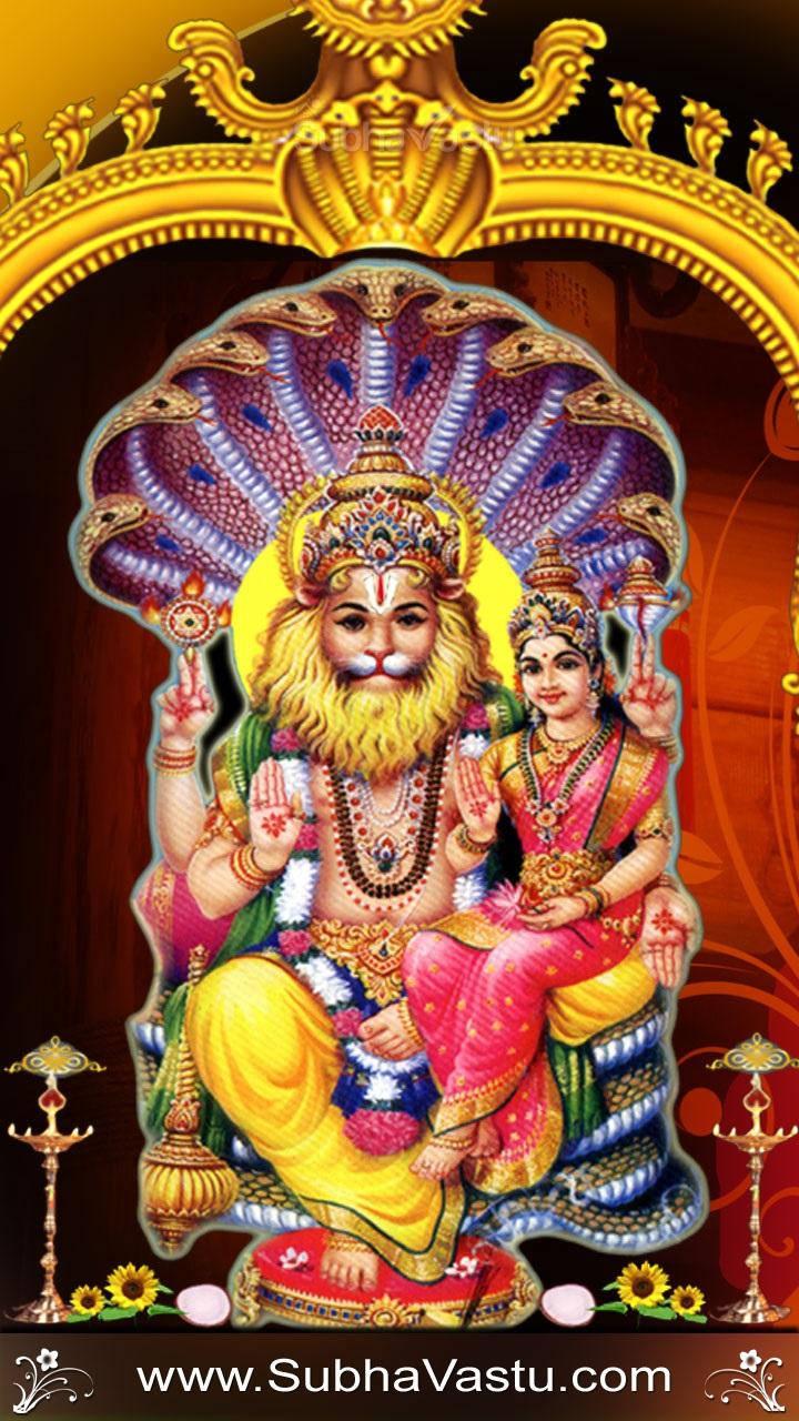 Lord Narasimha Gold And Red — 720x1280 wallpaper