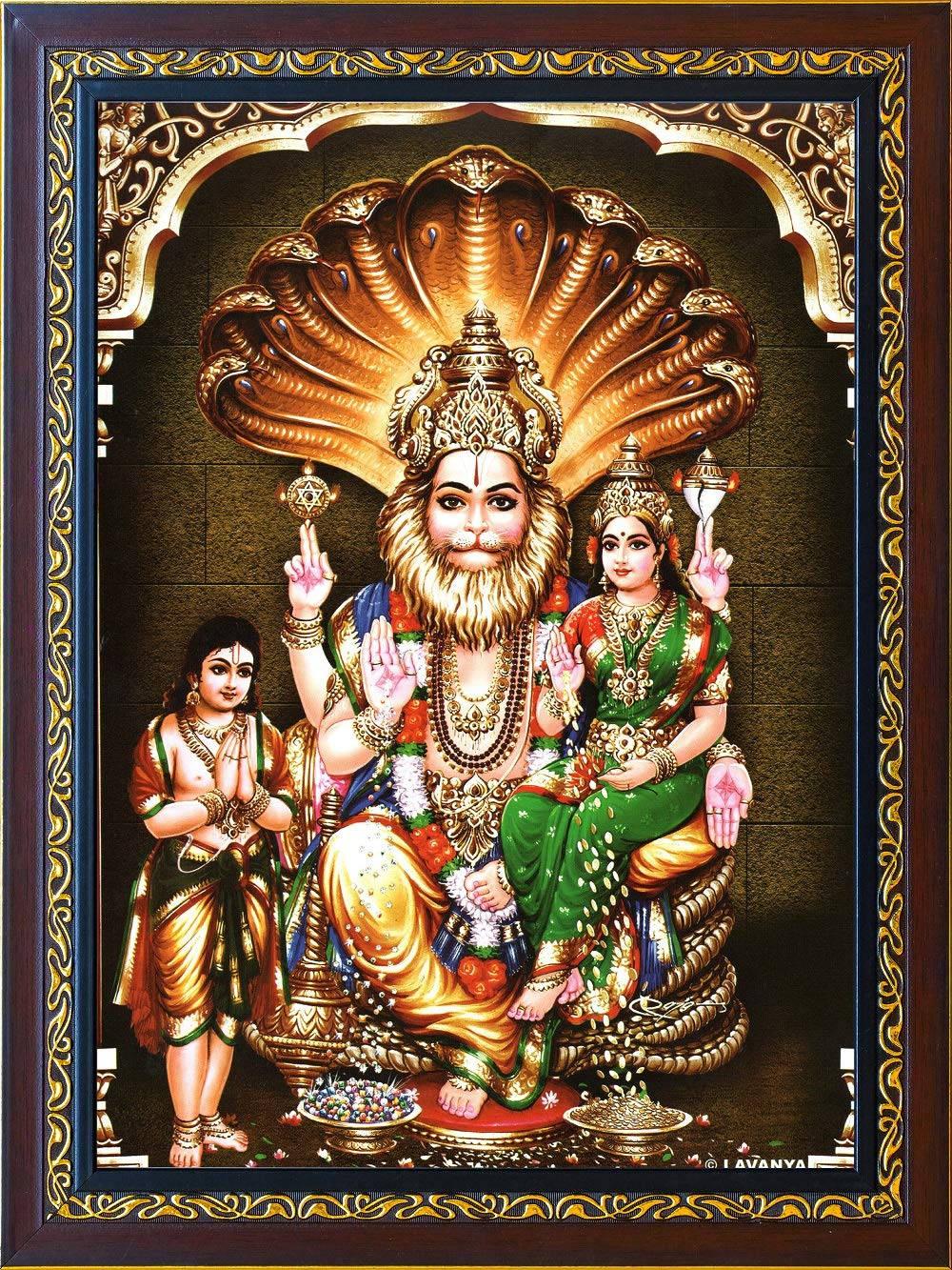 Lord Narasimha Wooden Frame — 1000x1333 wallpaper