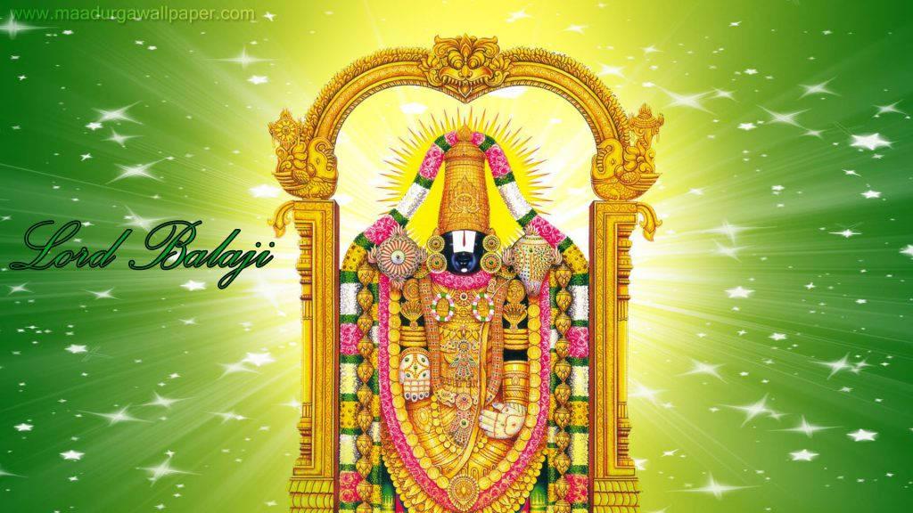 Lord Venkateswara 4K Bright Green Poster — 1024x576 wallpaper