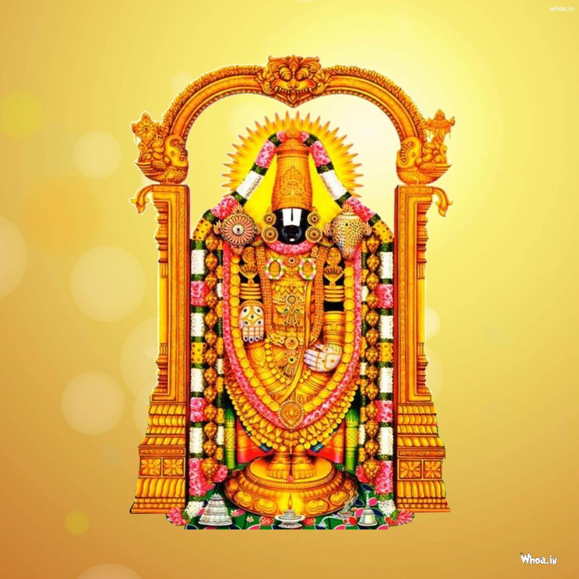 Lord Venkateswara 4K Over Yellow Background — 2000x2000 wallpaper