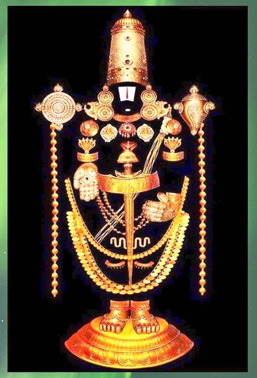 Lord Venkateswara On Black With Green Frame — 850x1250 wallpaper