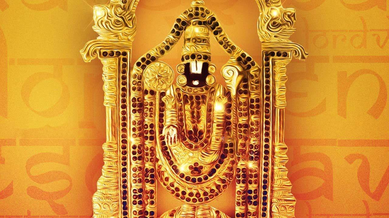 Lord Venkateswara On Gold Patterns — 1280x720 wallpaper