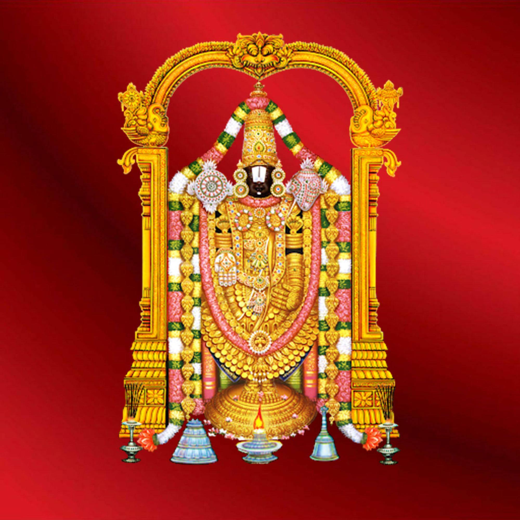 Lord Venkateswara On Red Gradient — 2000x2000 wallpaper