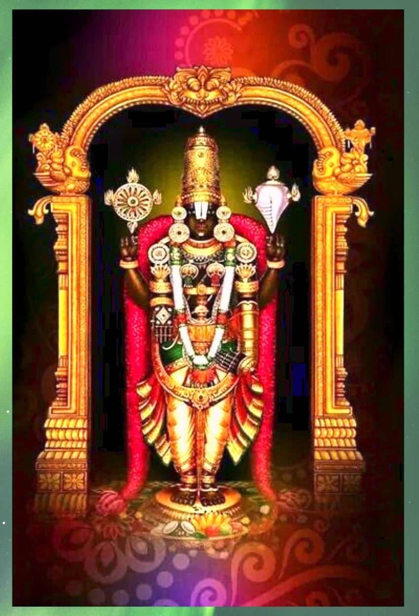 Lord Venkateswara With Red Patterns — 850x1250 wallpaper