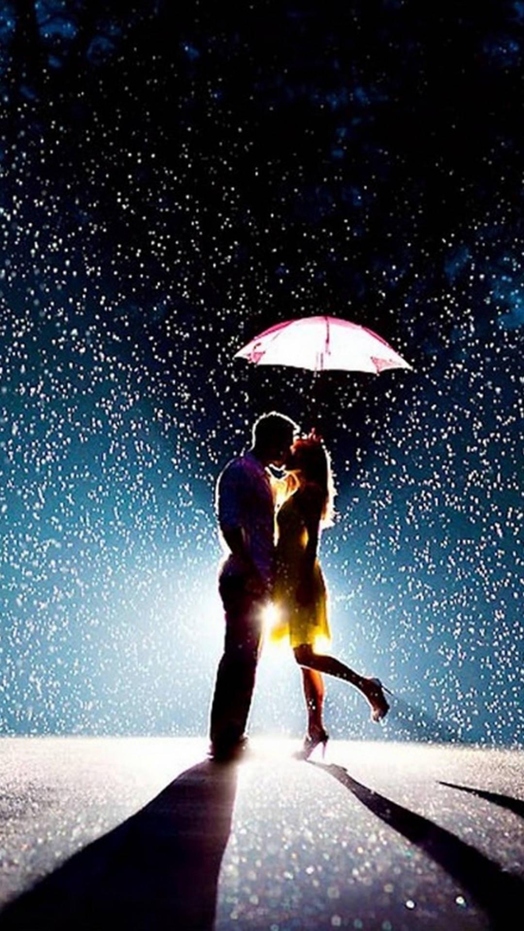 Love Cute Couple Kissing In The Rain — 1080x1920 wallpaper