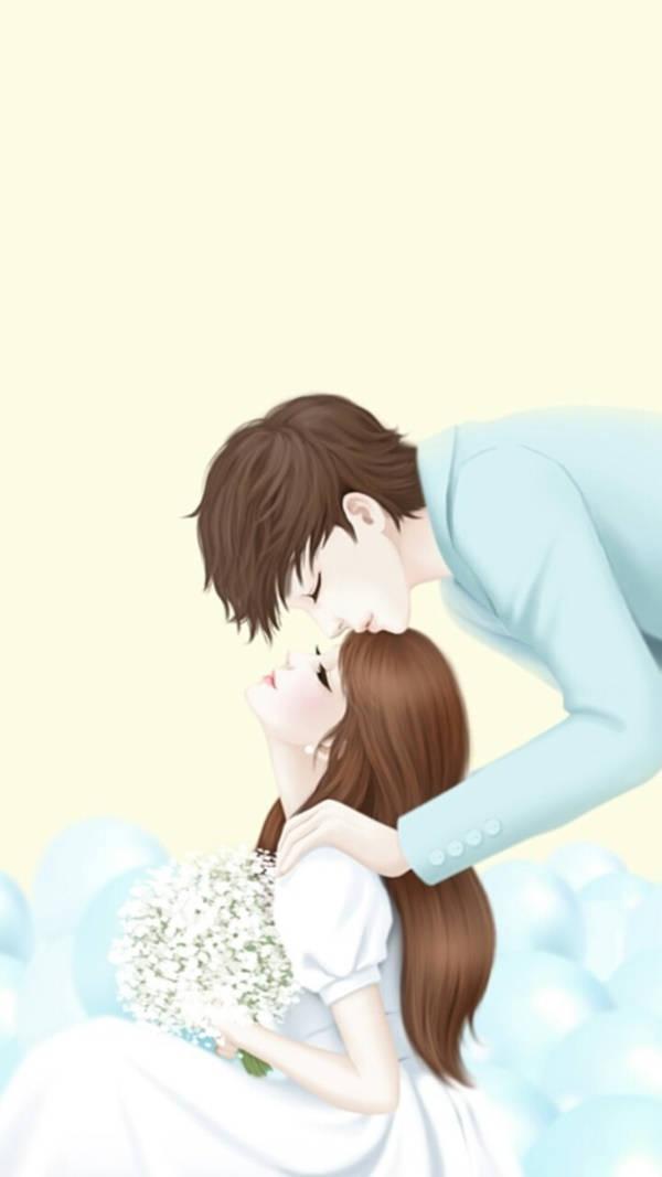 Love Cute Couple Kissing — 600x1067 wallpaper