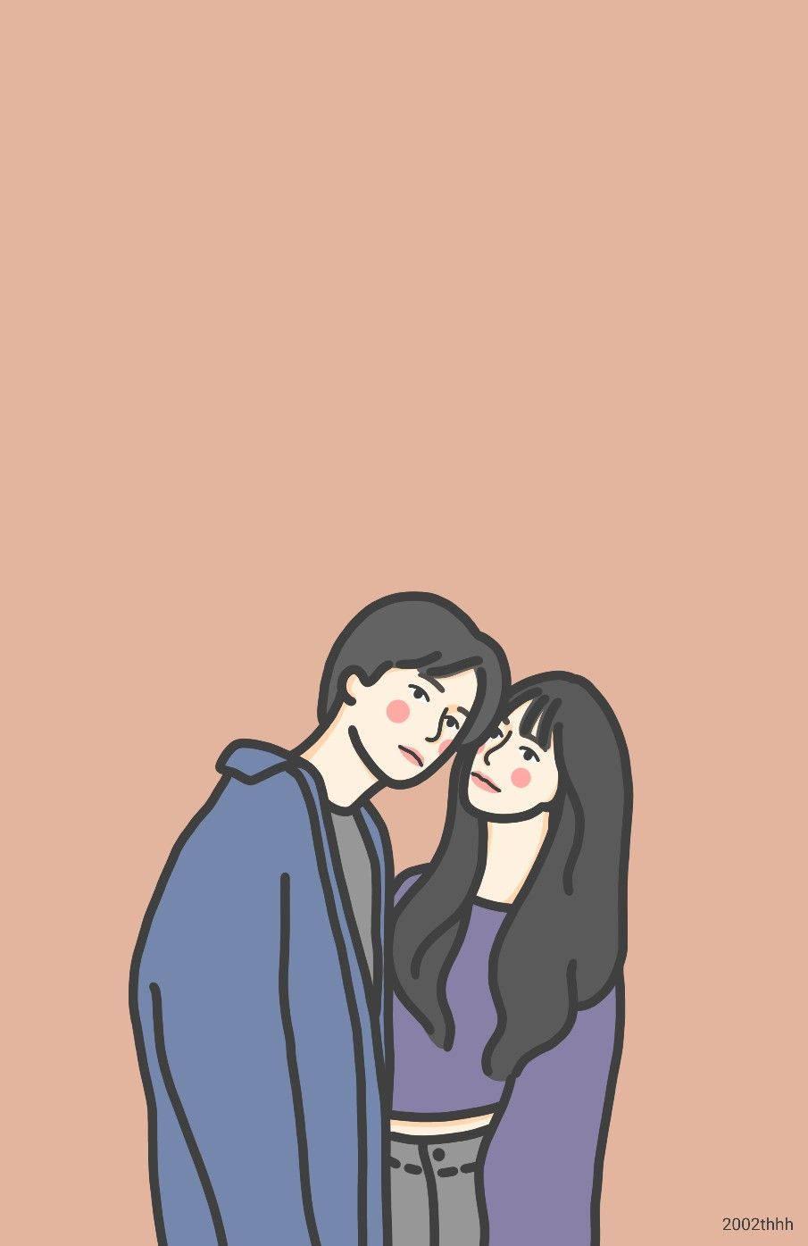 Love Cute Couple Leaning Their Head — 905x1395 wallpaper