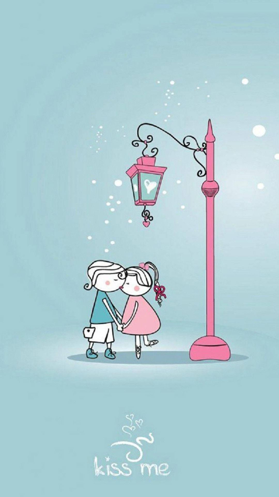 Love Cute Couple Pink Streetlight — 1080x1920 wallpaper