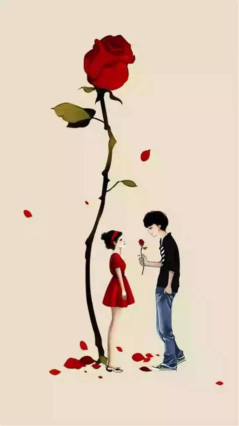 Love Cute Couple Red Rose — 800x1423 wallpaper