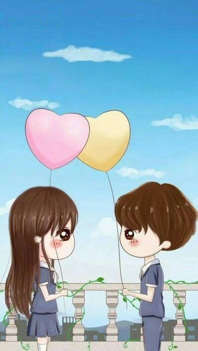Love Cute Couple With Balloon — 400x711 wallpaper
