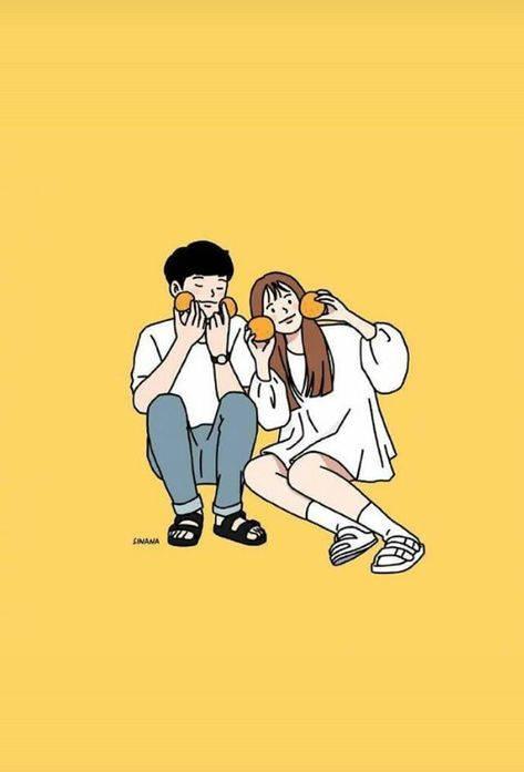 Love Cute Couple Yellow Art — 473x697 wallpaper