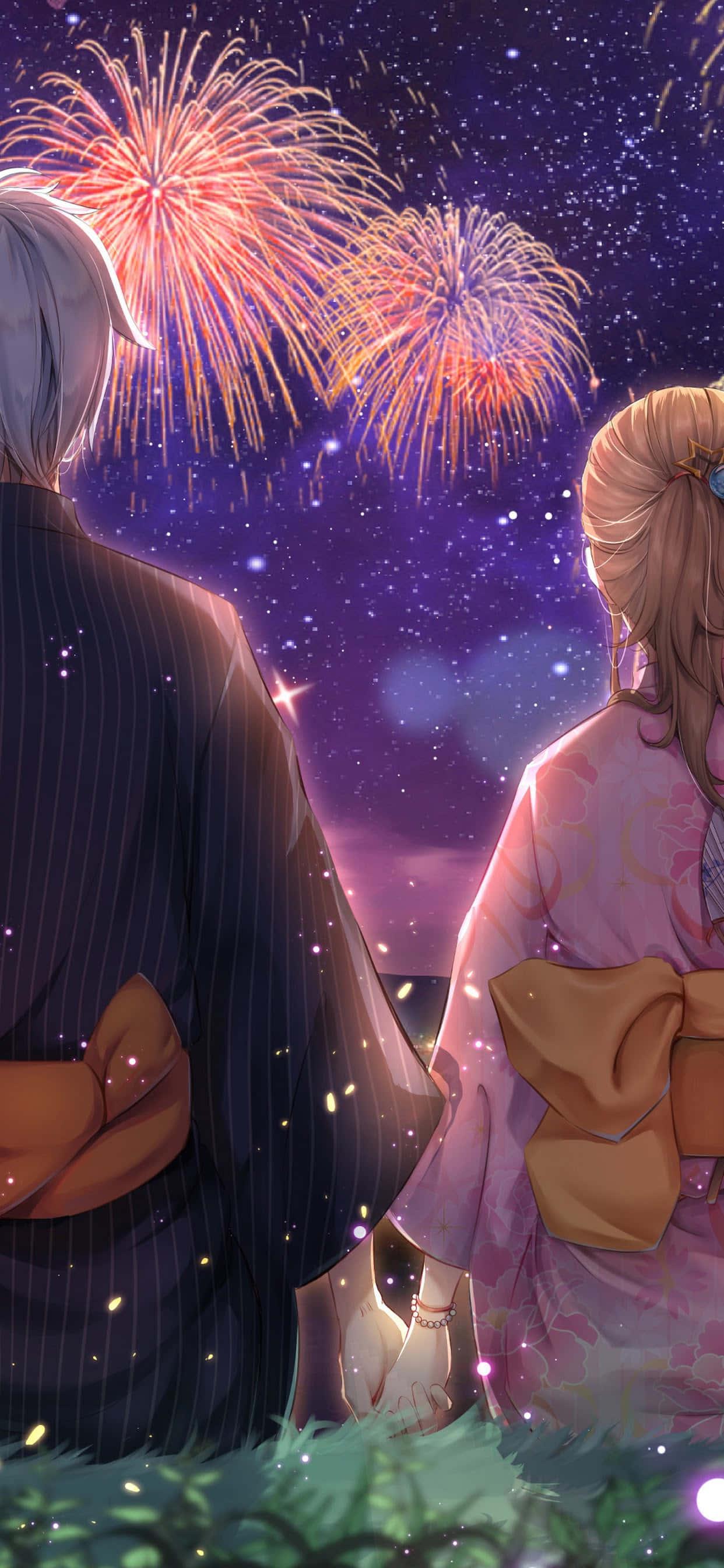 Loving Anime Couple — 1242x2688 wallpaper