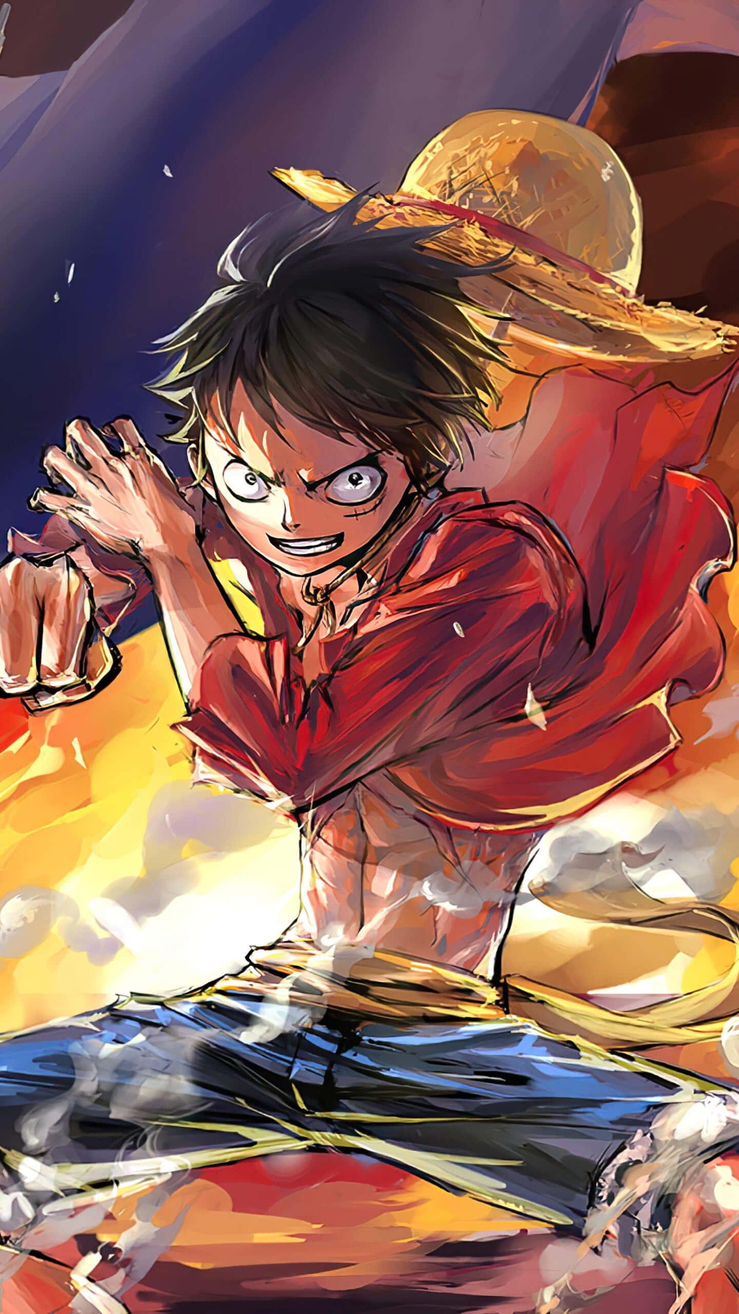 Luffy, the main protagonist of the popular anime series 'One Piece' — 1440x2560 wallpaper