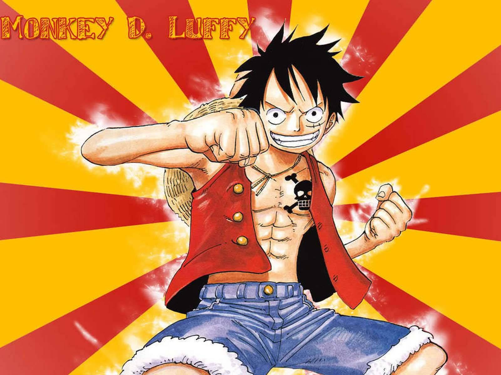 Luffy Wears Red Vest Denim Short — 1600x1200 wallpaper