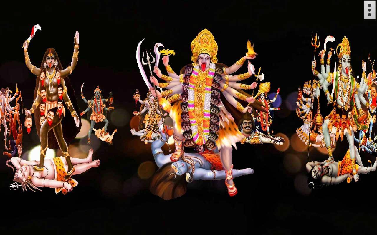 Maa Kali And Shiva Paintings On Black — 1280x800 wallpaper