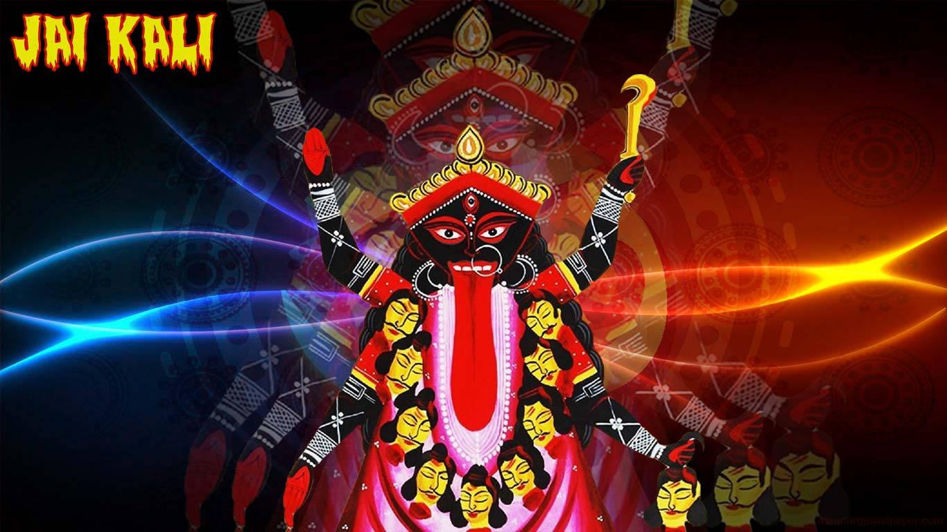 Maa Kali Blue And Orange — 1366x768 wallpaper