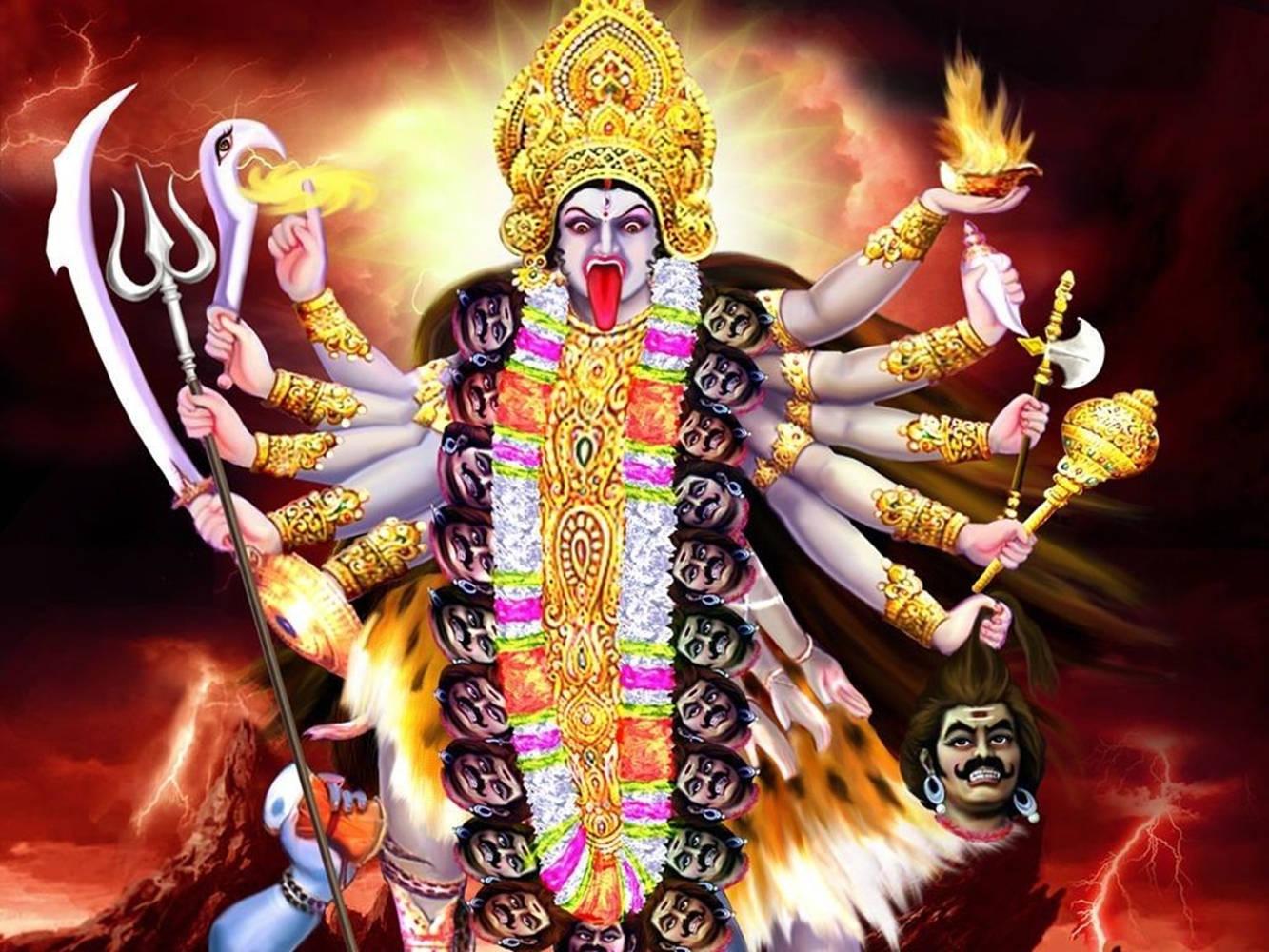 Maa Kali Multiple Arms Fire Aesthetic — 1333x1000 wallpaper