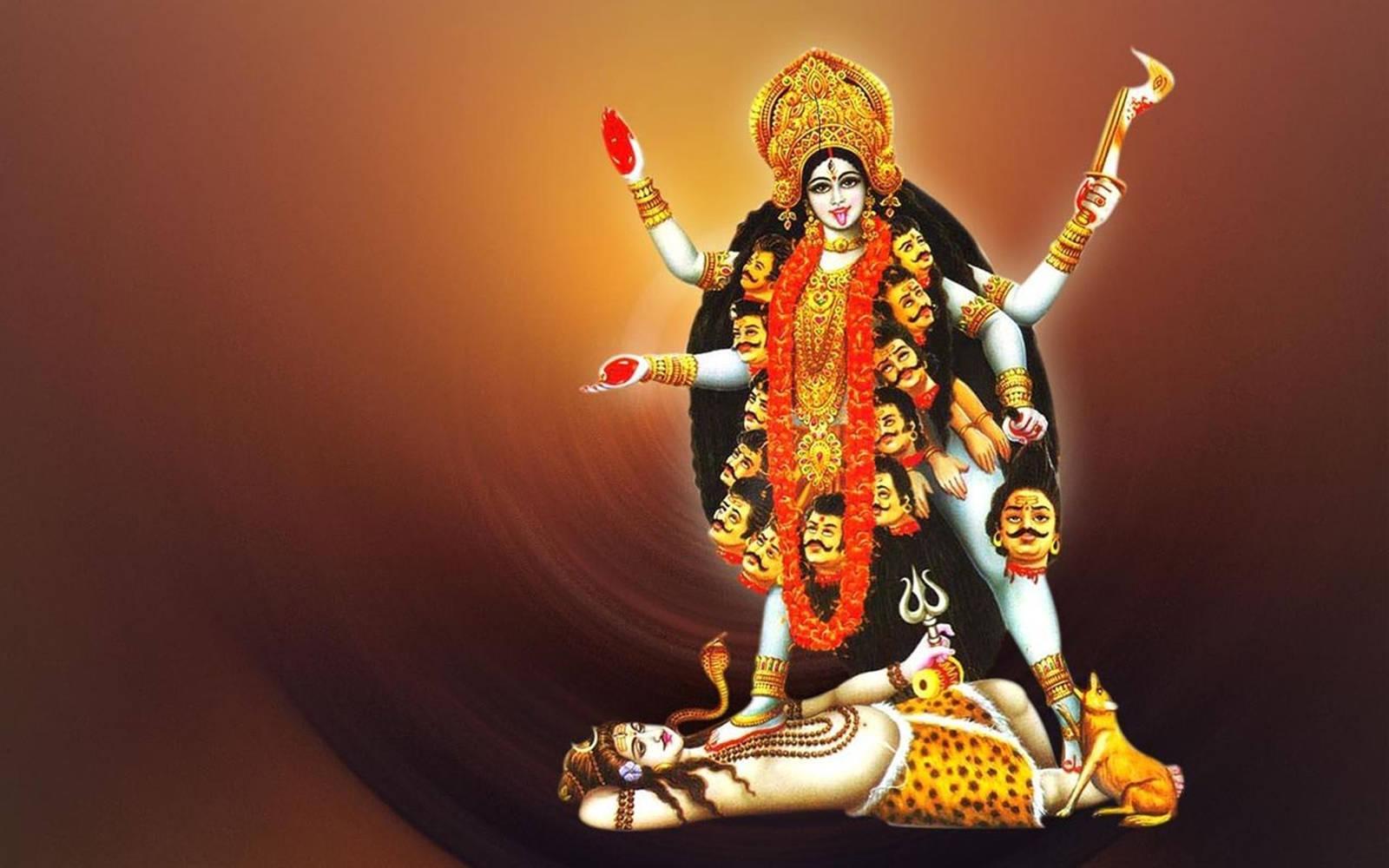 Maa Kali On Shiva Red And Orange — 1600x1000 wallpaper