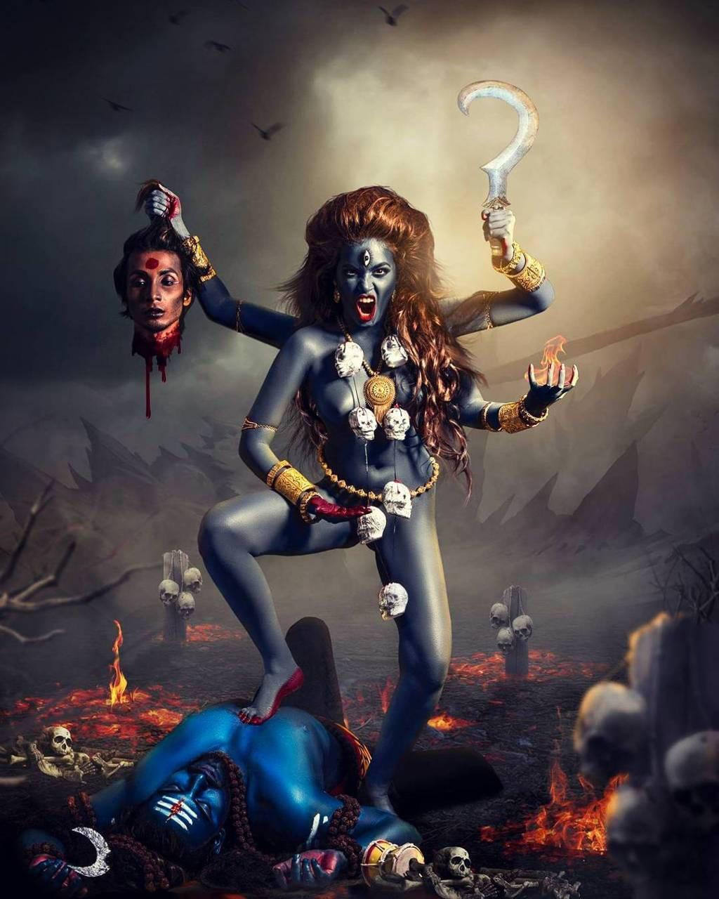 Maa Kali Stepping On Shiva Live-Action — 1024x1280 wallpaper
