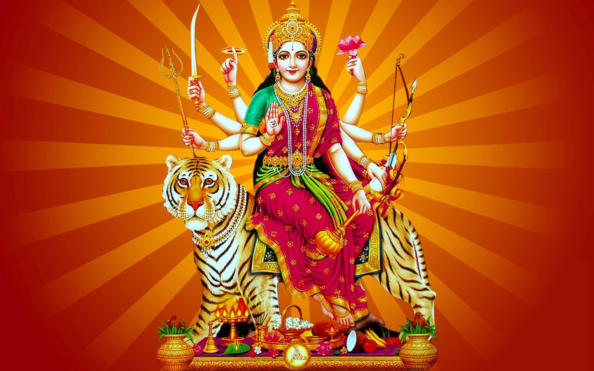 Maa Sherawali Deity Art — 1920x1200 wallpaper