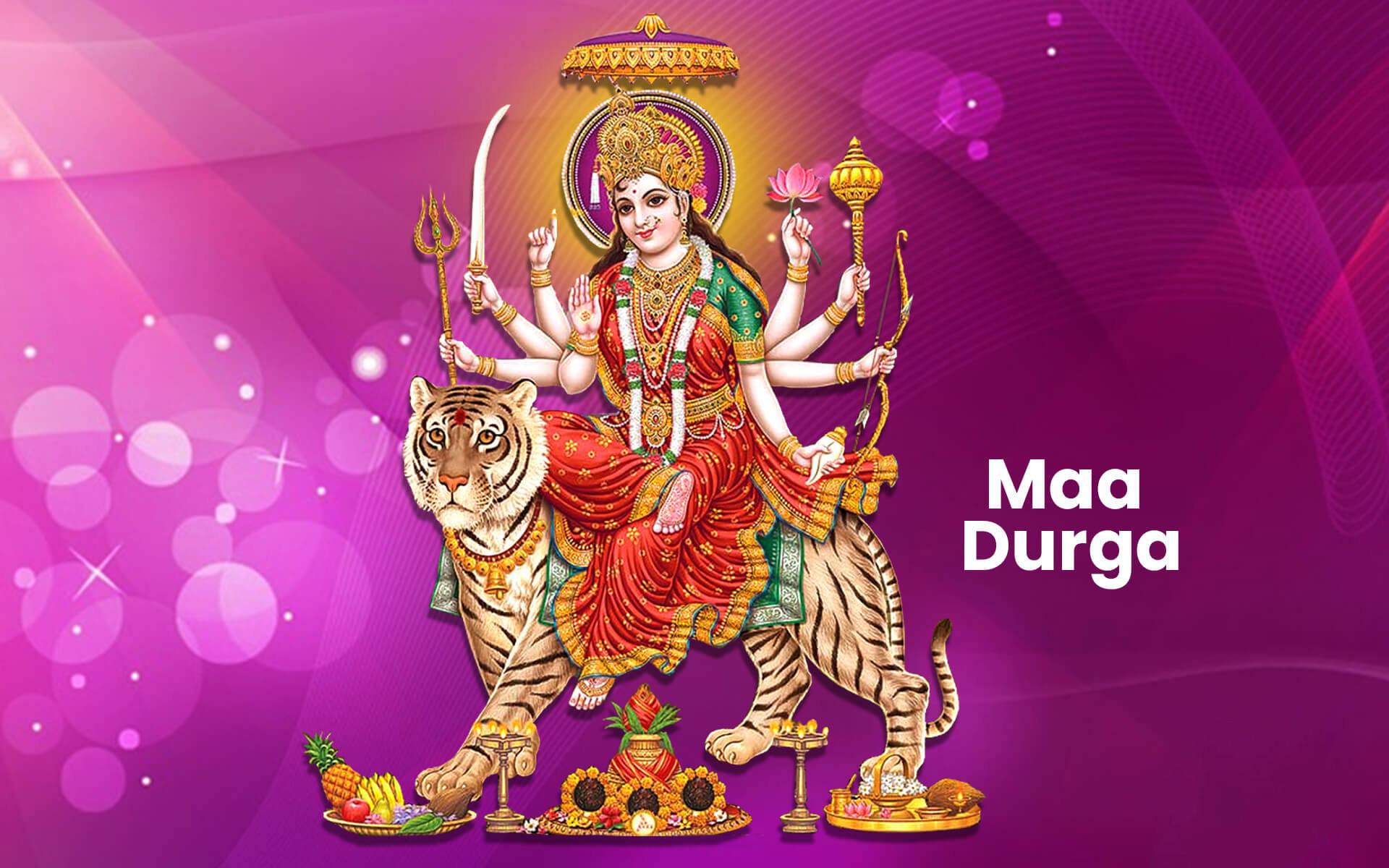 Maa Sherawali Deity Purple Aesthetic Design — 1920x1200 wallpaper