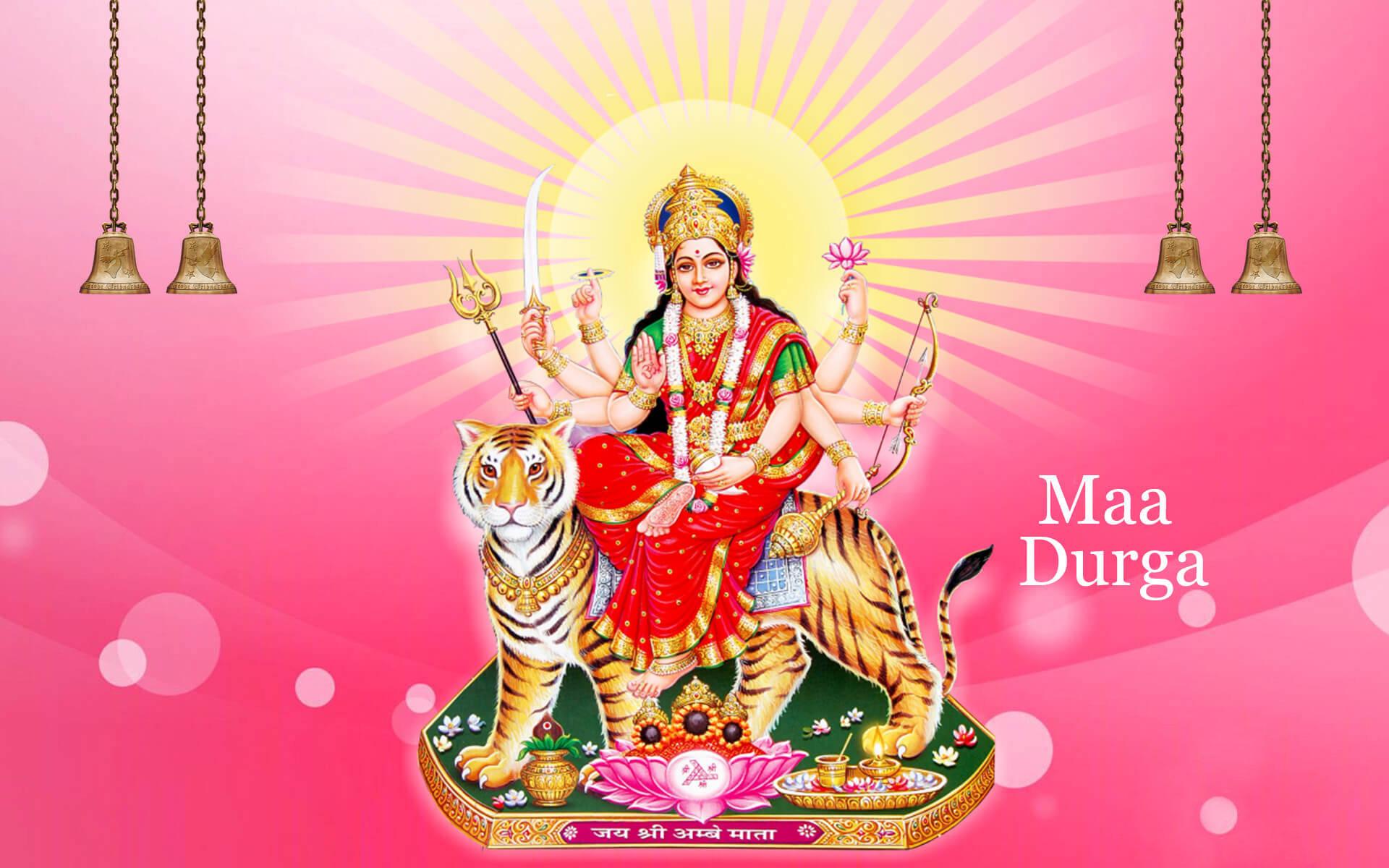 Maa Sherawali Hindu Goddess Pink Aesthetic — 1920x1200 wallpaper