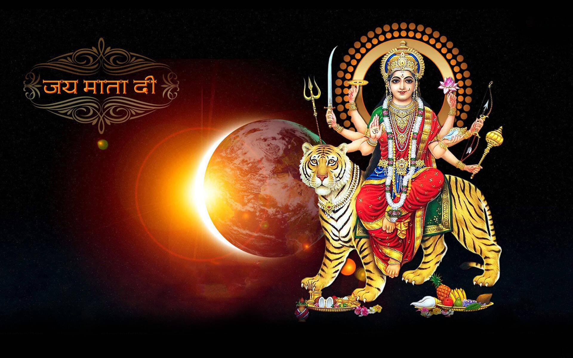 Maa Sherawali Sun And Planet — 1920x1200 wallpaper