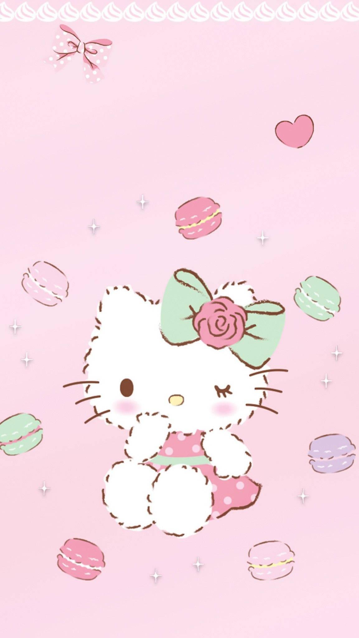 Macaroons and Cartoon Hello Kitty PFP — 1153x2048 wallpaper