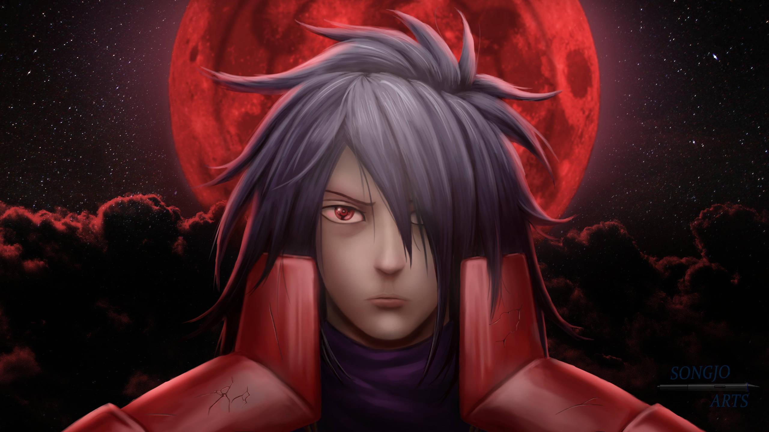 Madara Uchiha Under the Tsukuyomi Moon — 2560x1440 wallpaper