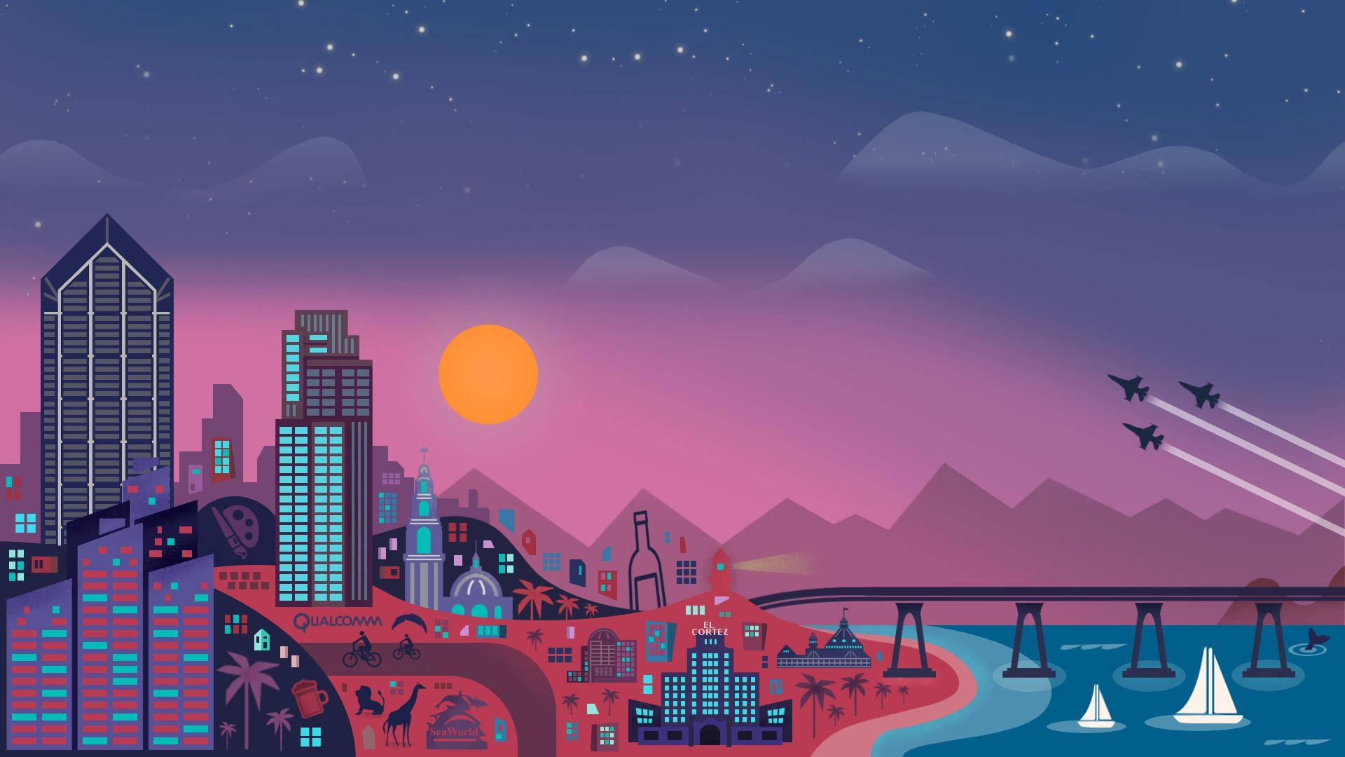 Magical Evening in a Cute Aesthetic City — 1920x1080 wallpaper