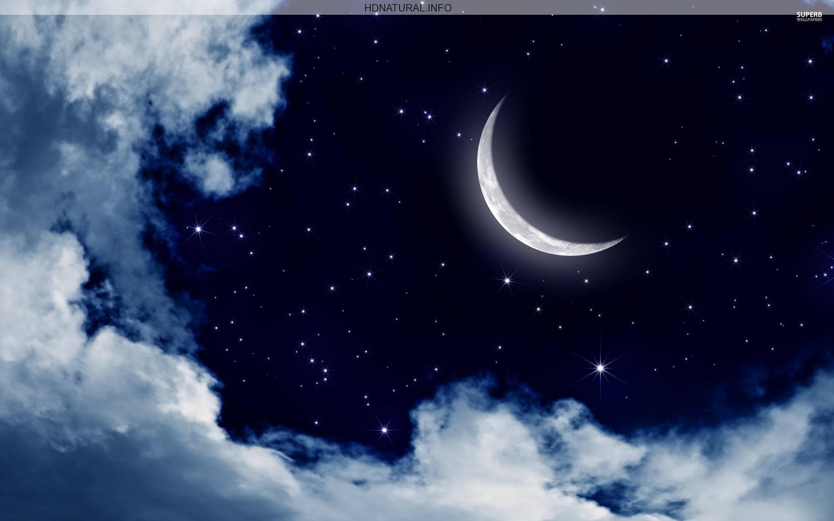 Magical night sky with a brilliant moon — 2880x1800 wallpaper