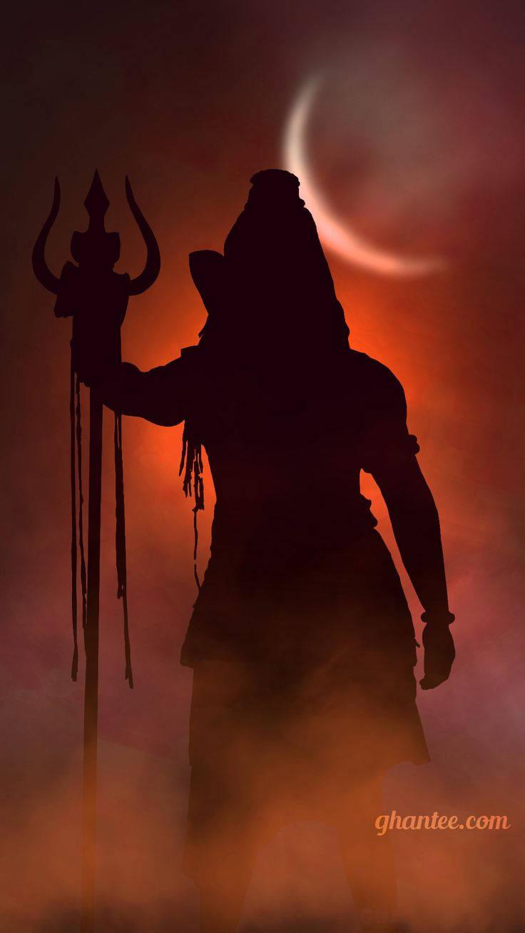 Mahadev Silhouette With Crescent Moon HD