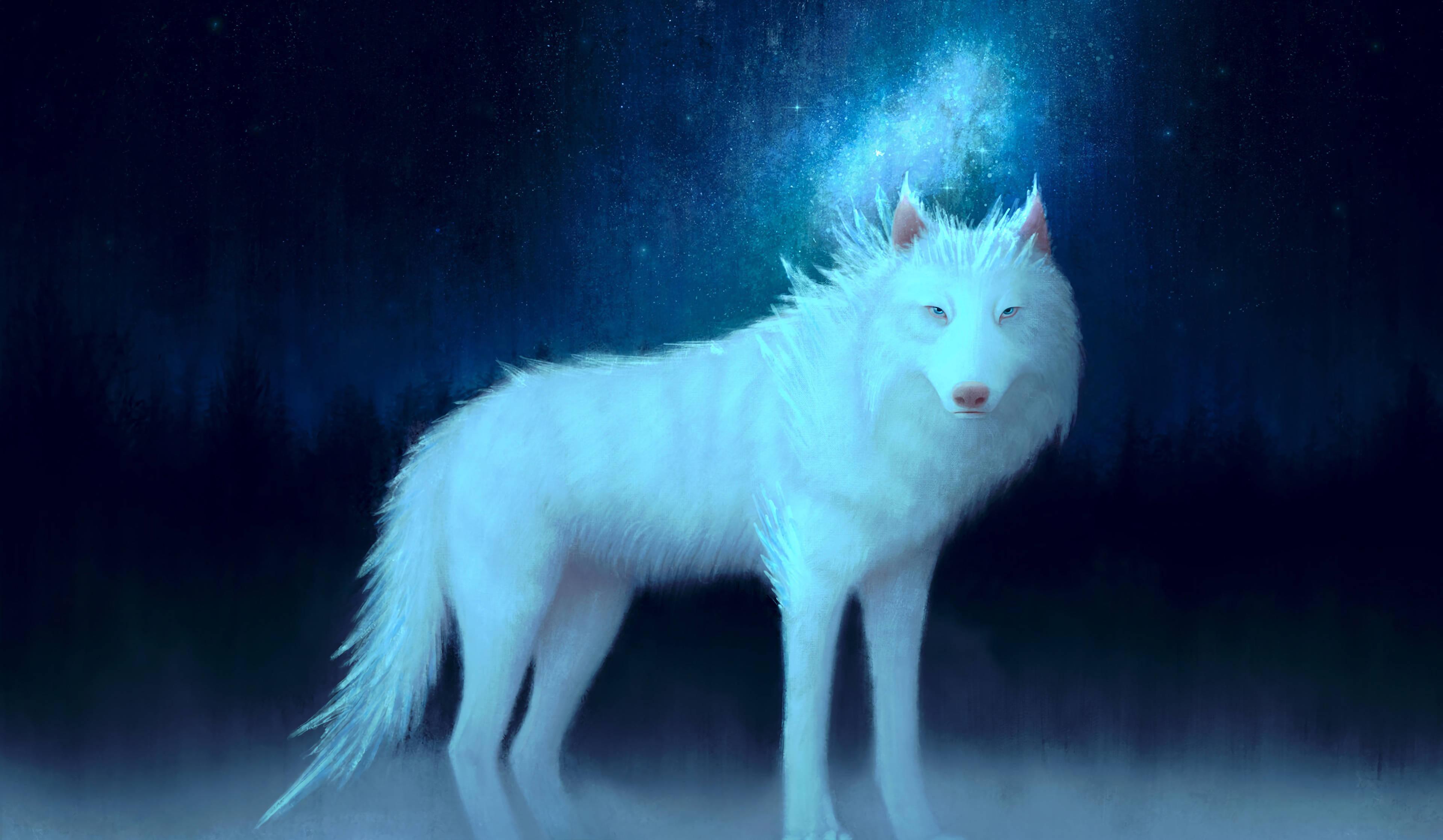 Majestic White Wolf in Motion — 3840x2237 wallpaper