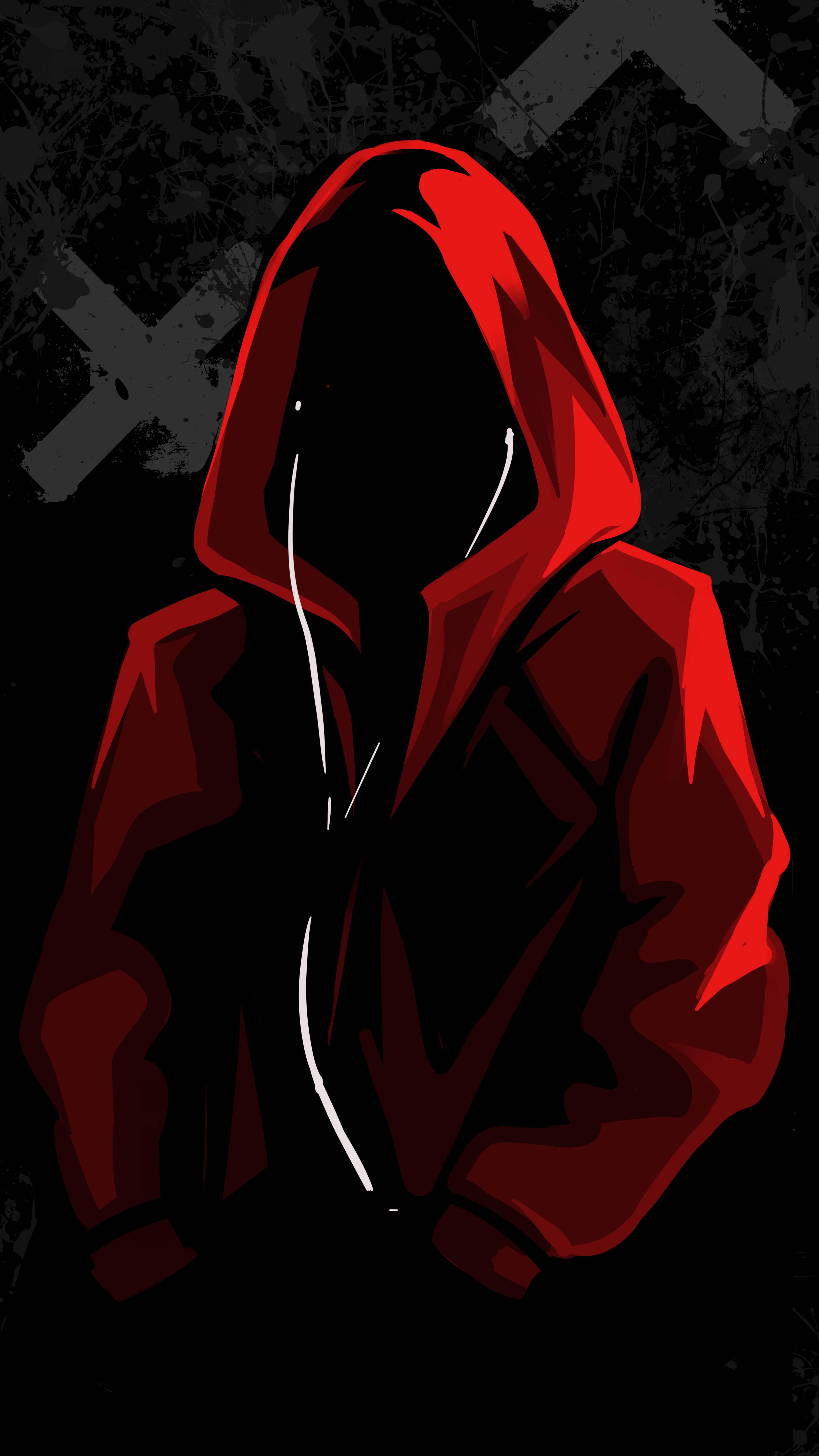 Man Sporting Red Hoodie with 8K Phone — 3240x5760 wallpaper