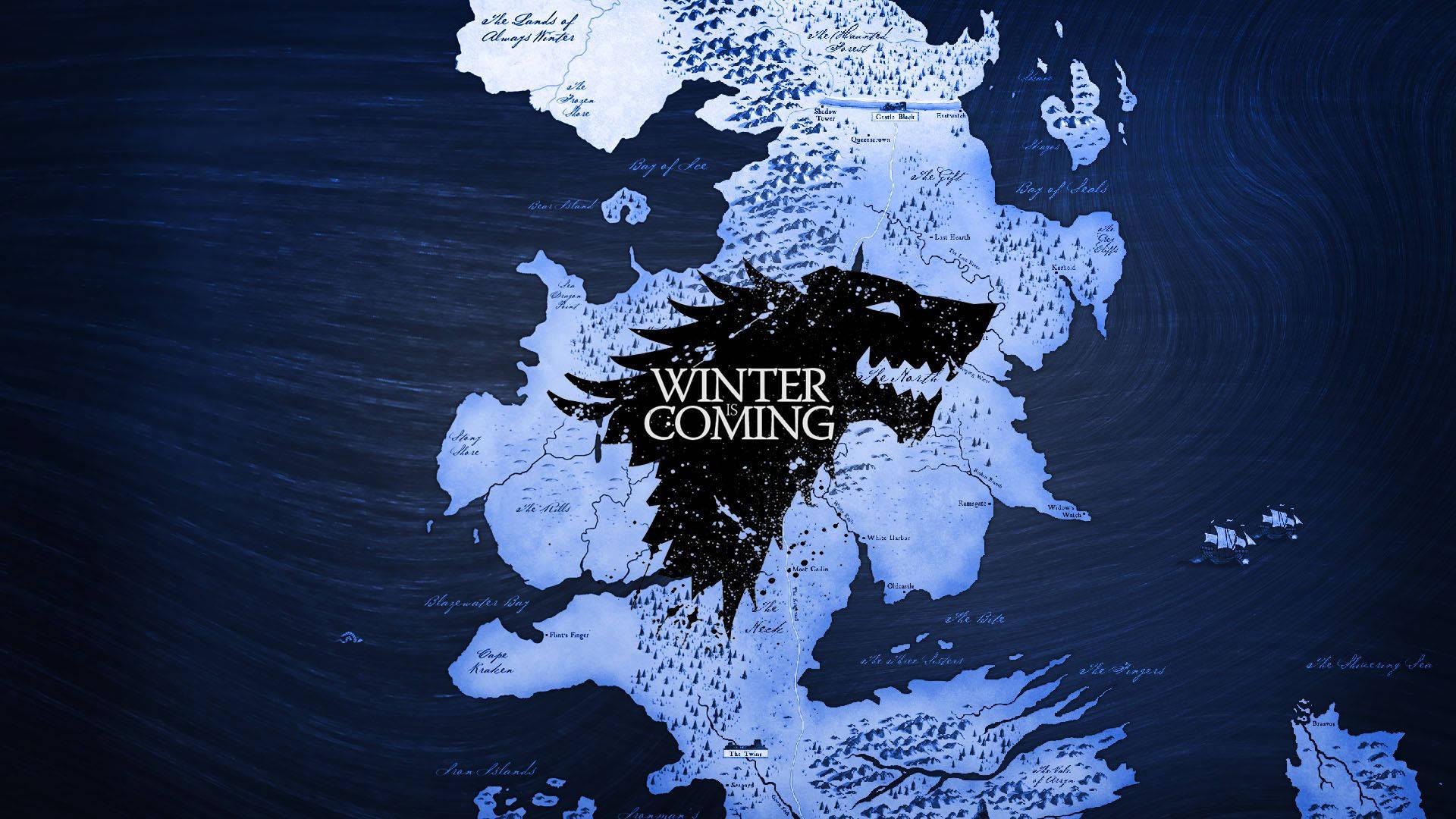 Map of Westeros in the Style of the Game of Thrones Logo — 1920x1080 wallpaper