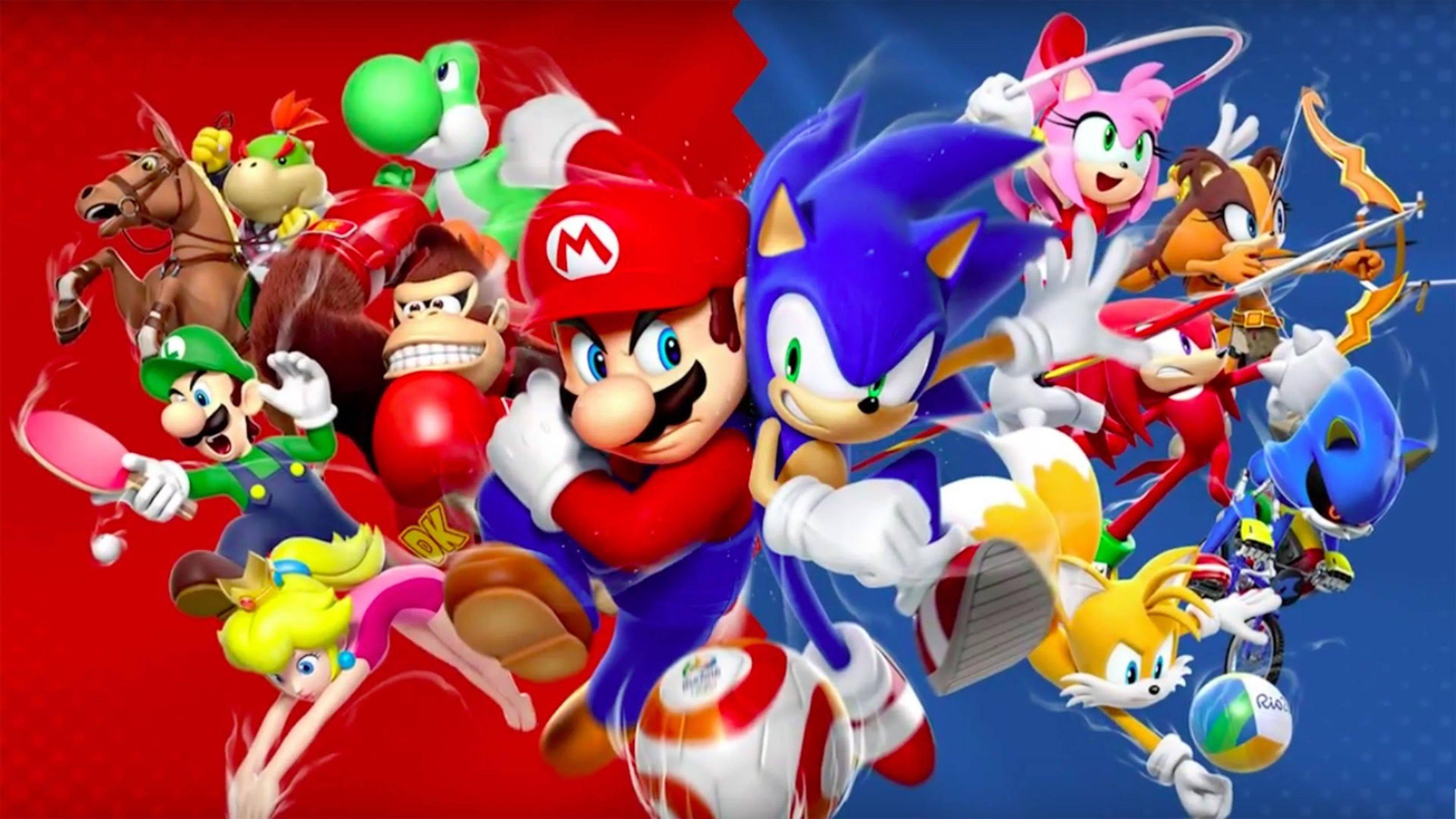 Mario and Sonic Team Up for a Fun Adventure! — 3840x2160 wallpaper