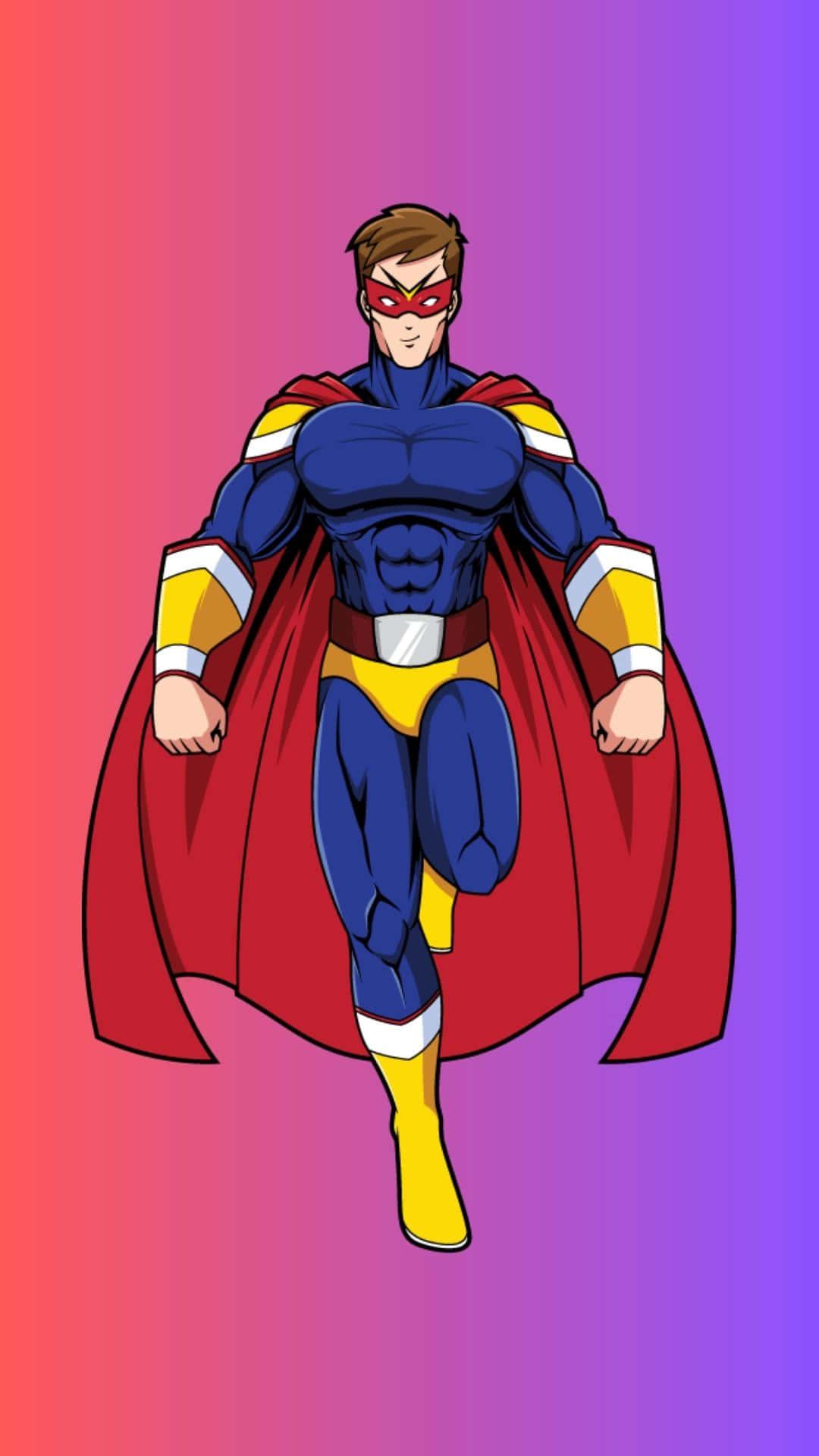 Masked Superhero In Blue Costume Background — 1080x1920 wallpaper