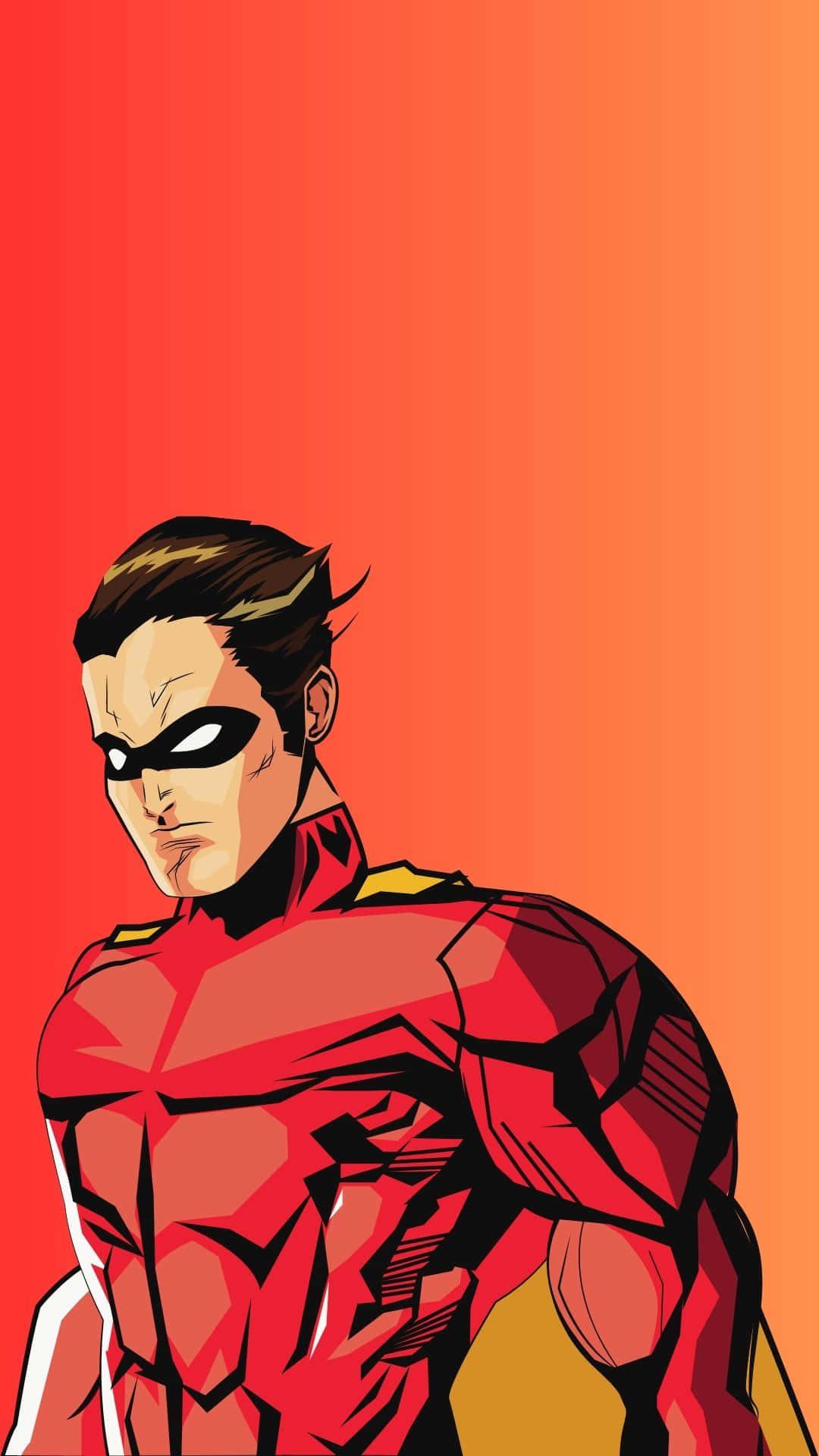 Masked Superhero In Red Background — 1080x1920 wallpaper