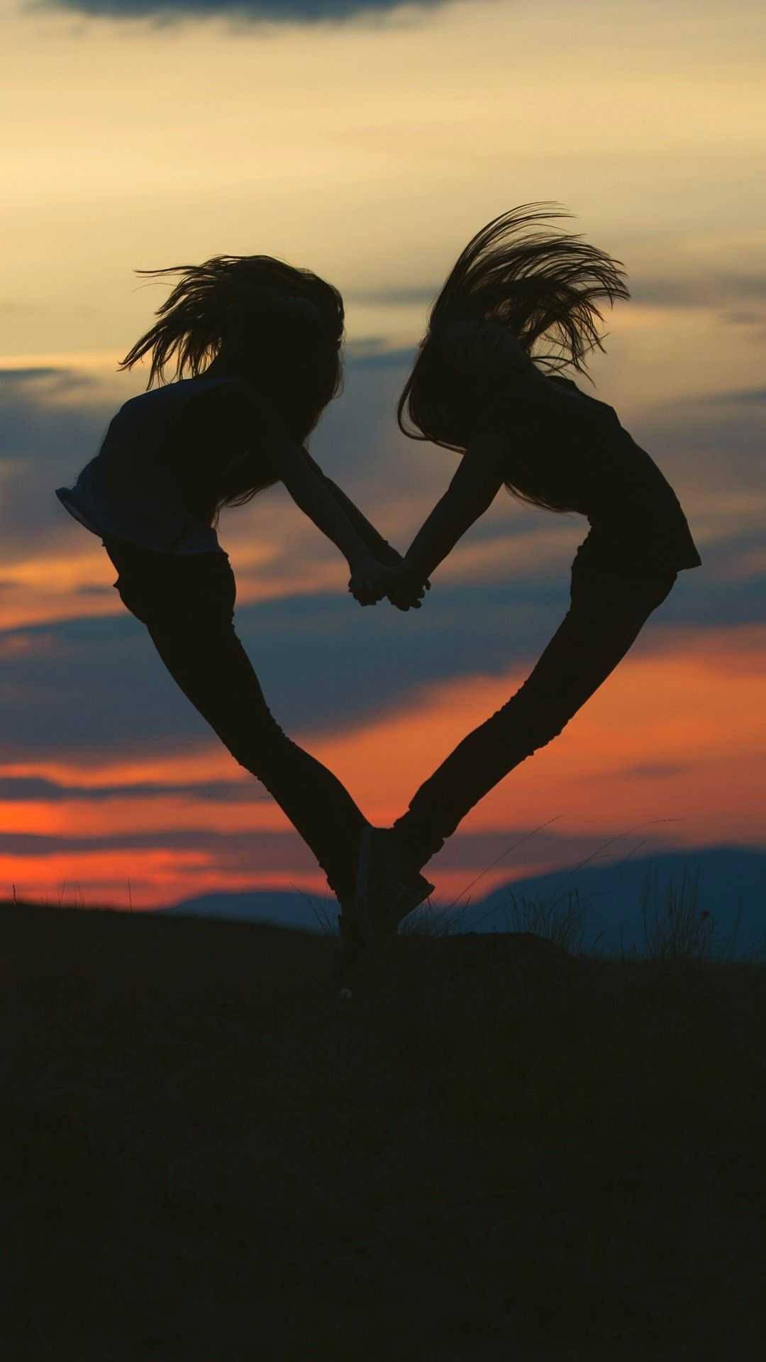 Matching BFF Heart Jump — 1080x1920 wallpaper