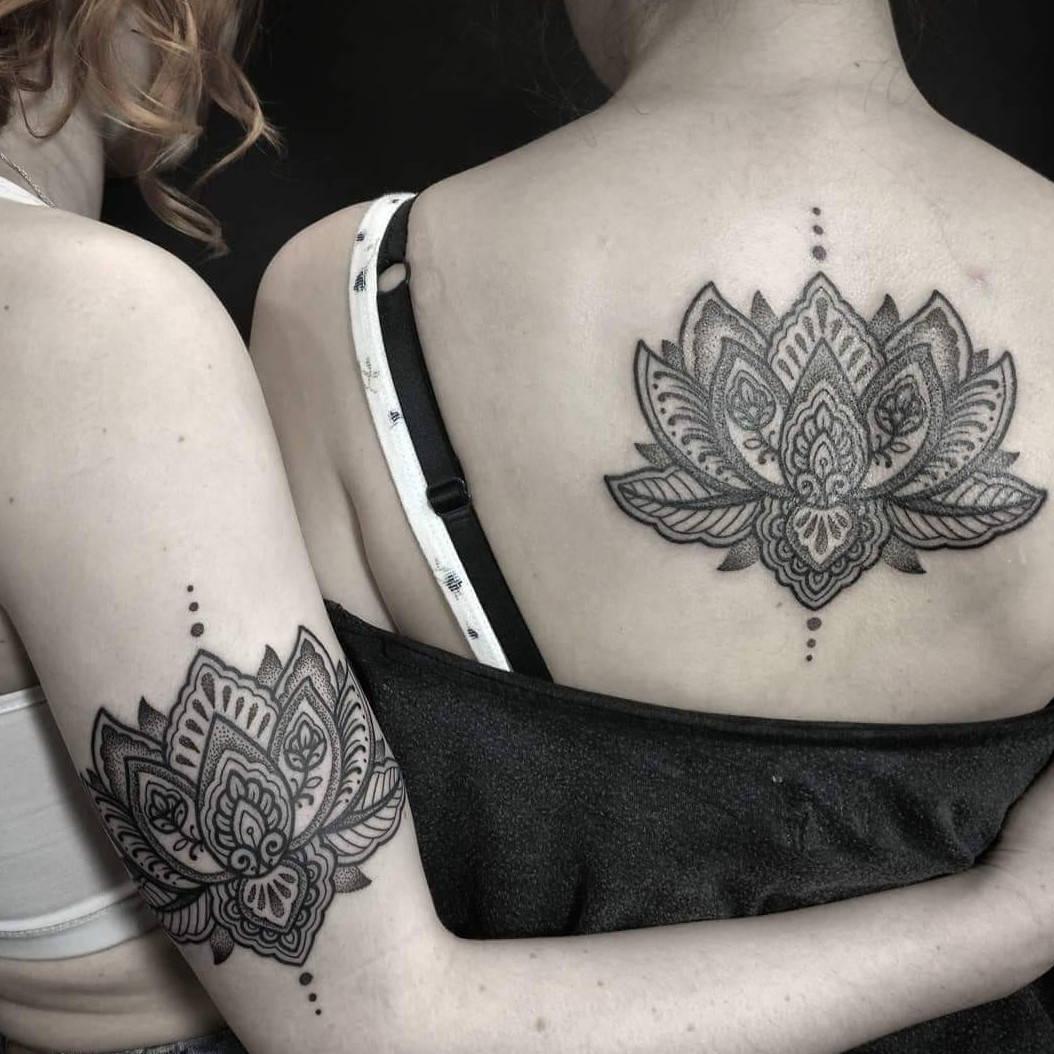 Matching BFF Mandala Lotus Tattoo — 1054x1054 wallpaper