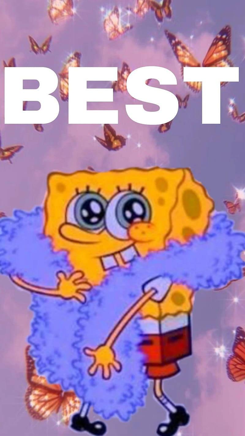 Matching BFF SpongeBob With Butterflies — 800x1422 wallpaper